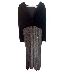 SHEIN Velvet Bodice Glitter Maxi Dress Black Silver